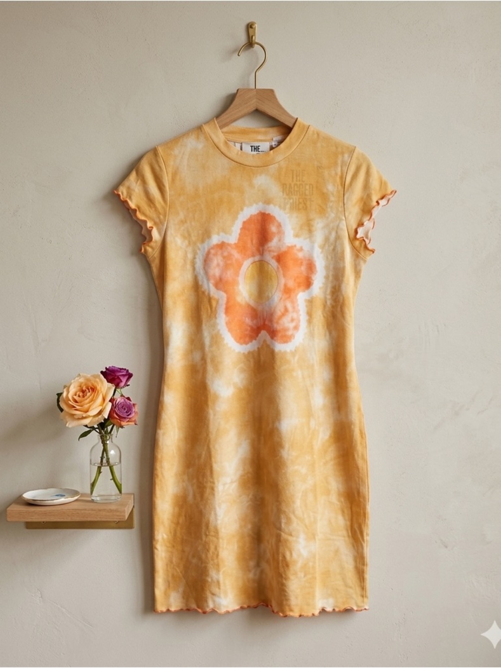 Urban Outfitters The Ragged Priest Lucy Tie-Dye Floral Dress Yellow M NWT
